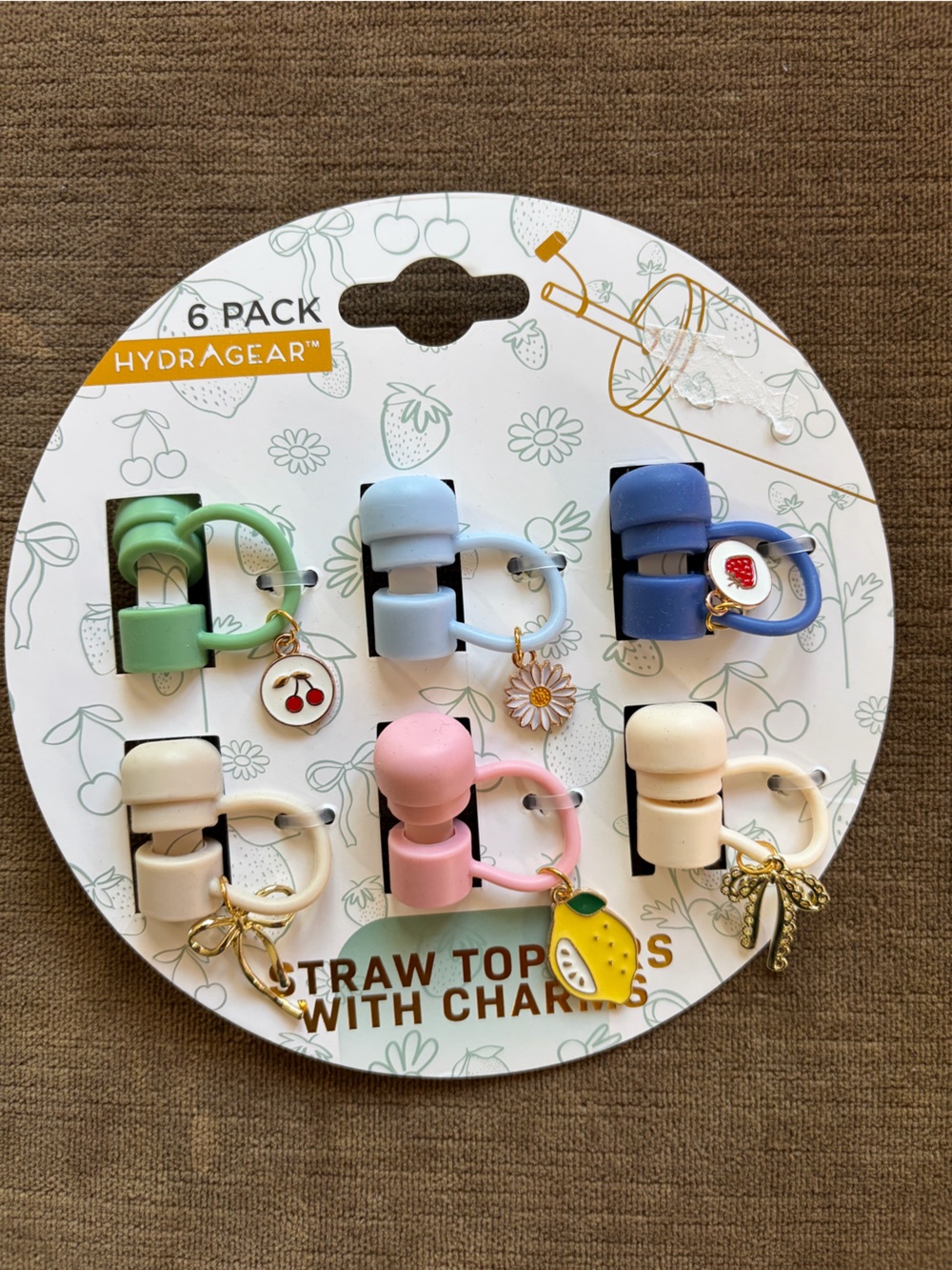 Hydragear 6 pack Straw Topper Set with charms